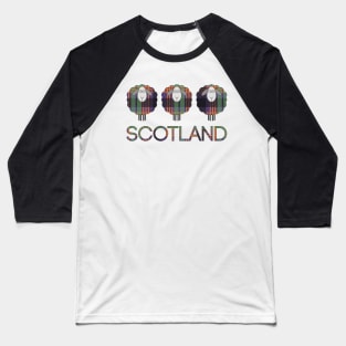 Trio of Scottish Halloween Coloured Tartan Patterned Sheep Baseball T-Shirt